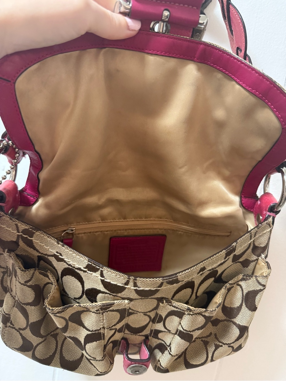 Vintage Y2K Coach Soho Pink Signature Shoulder Bag F1… - Gem